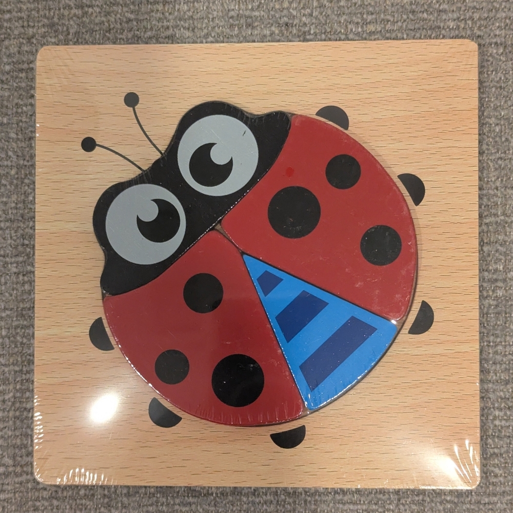 Wooden Ladybug Puzzle for Toddlers Montessori Preschool Learning Toy New